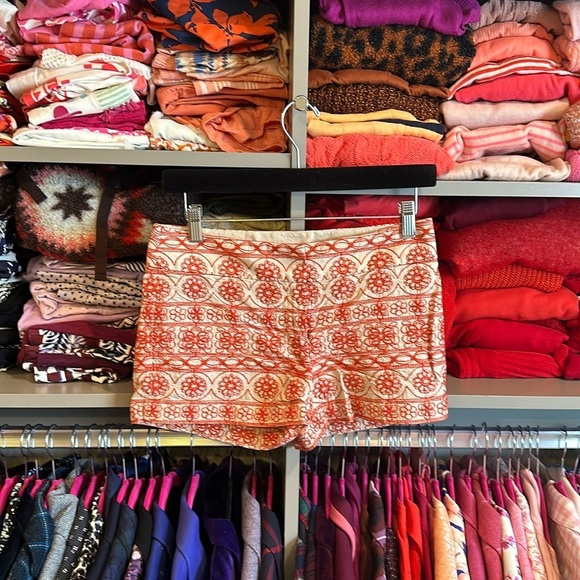 LOFT Pants - Loft size 00 (fits like 0-2) tan and red embroidery 3 1/2” shorts​